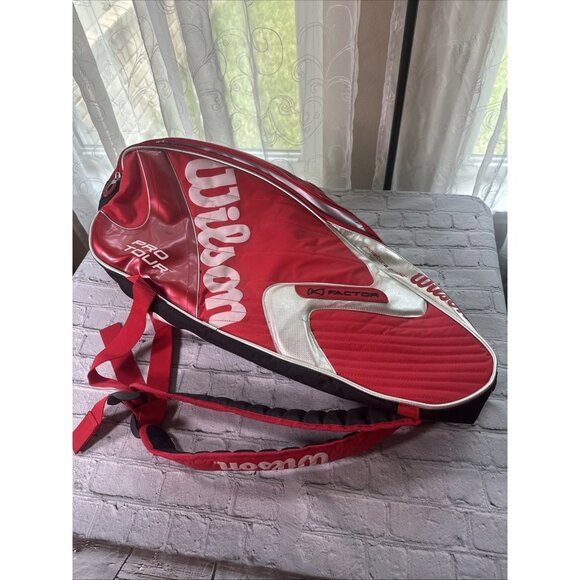 Wilson Pro Tour Thermo Guard Tennis Racquet Bag Red K Factor Backpack 12 Racket - Picture 1 of 12